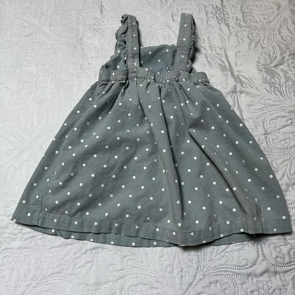 Baby Boden Corduroy Polka Dot Bunny Pinafore Dress Size 12-18 months